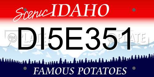 DI5E351 Idaho License Plate