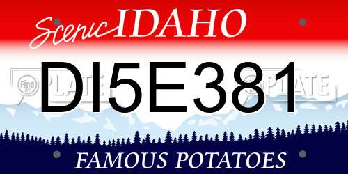 DI5E381 Idaho License Plate