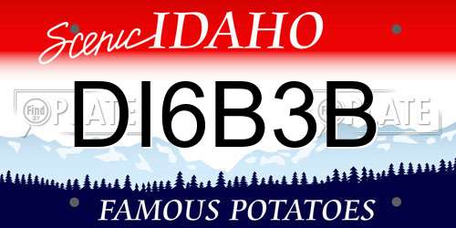 DI6B3B Idaho License Plate