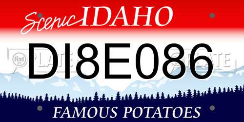 DI8E086 Idaho License Plate