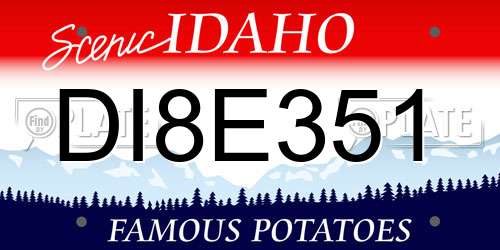DI8E351 Idaho License Plate