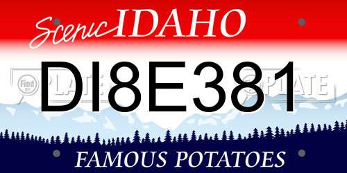 DI8E381 Idaho License Plate