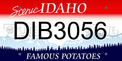 DIB3056 Idaho License Plate