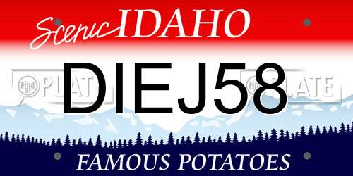 DIEJ58 Idaho License Plate