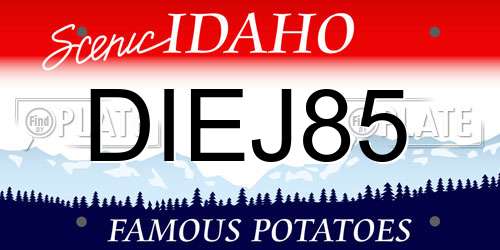 DIEJ85 Idaho License Plate