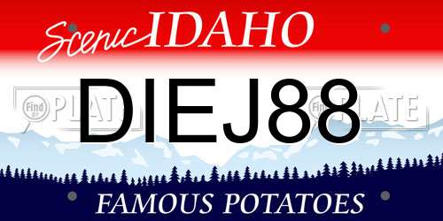 DIEJ88 Idaho License Plate
