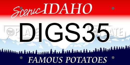 DIGS35 Idaho License Plate