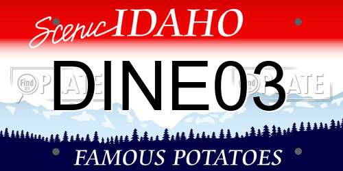 DINE03 Idaho License Plate