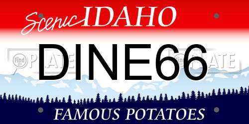 DINE66 Idaho License Plate