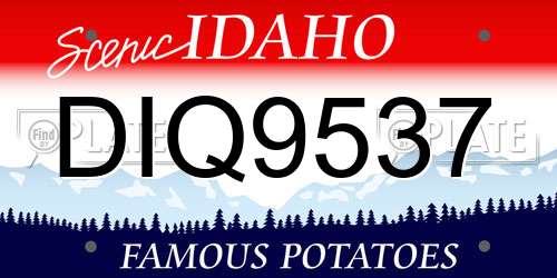 DIQ9537 Idaho License Plate