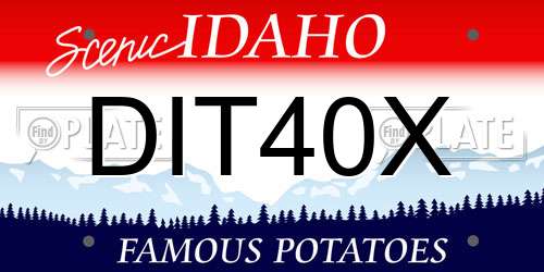DIT40X Idaho License Plate