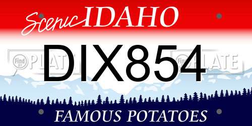 DIX854 Idaho License Plate