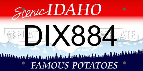 DIX884 Idaho License Plate