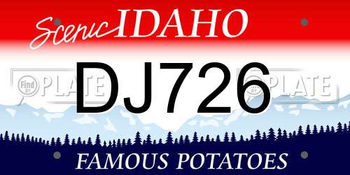 DJ726 Idaho License Plate