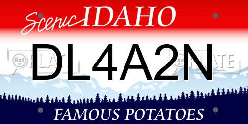 DL4A2N Idaho License Plate