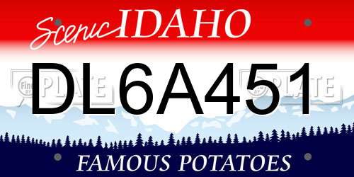 DL6A451 Idaho License Plate
