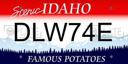 DLW74E Idaho License Plate