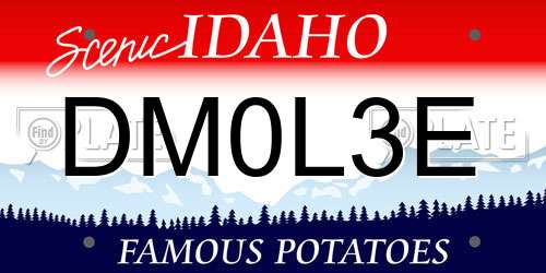 DM0L3E Idaho License Plate