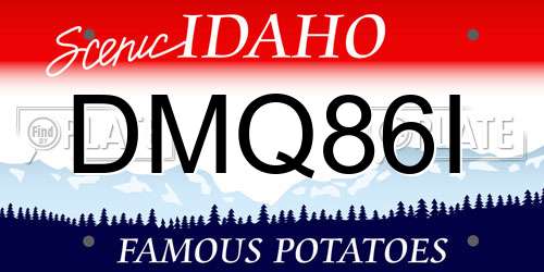 DMQ86I Idaho License Plate