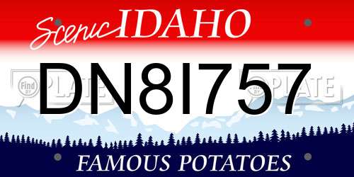 DN8I757 Idaho License Plate