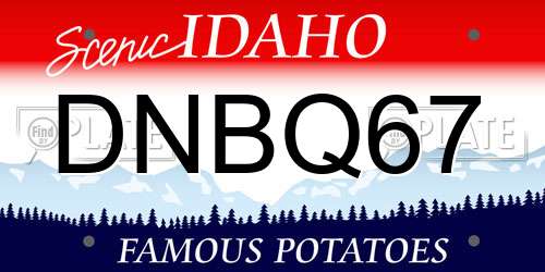 DNBQ67 Idaho License Plate