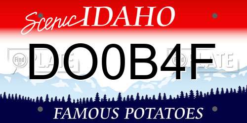 DO0B4F Idaho License Plate