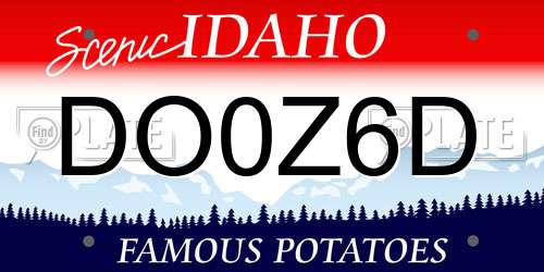 DO0Z6D Idaho License Plate