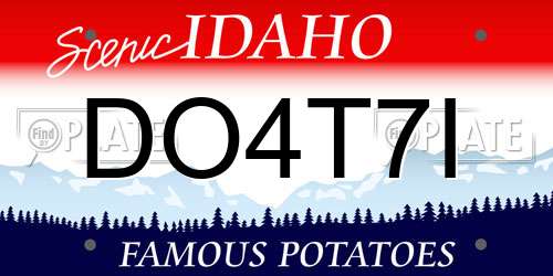 DO4T7I Idaho License Plate