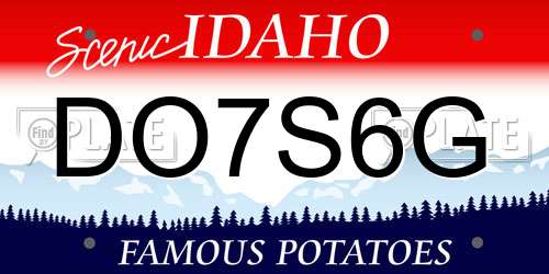 DO7S6G Idaho License Plate