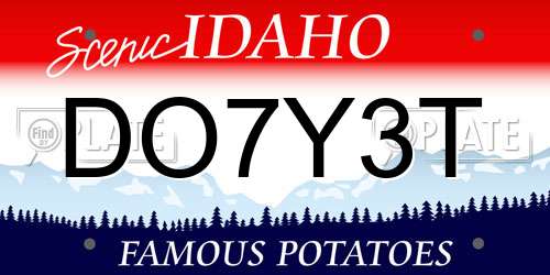 DO7Y3T Idaho License Plate