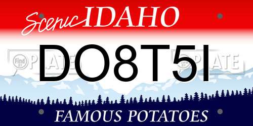DO8T5I Idaho License Plate