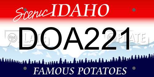DOA221 Idaho License Plate
