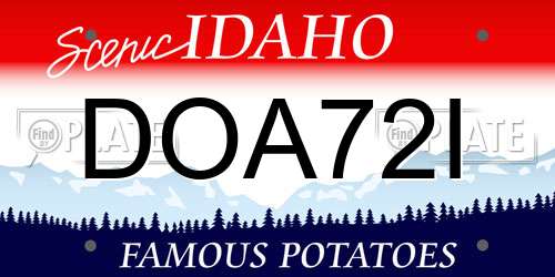 DOA72I Idaho License Plate