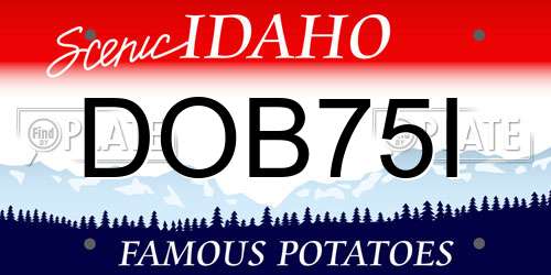 DOB75I Idaho License Plate