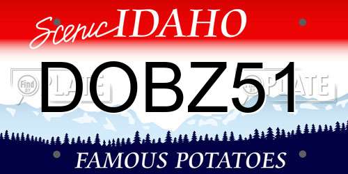 DOBZ51 Idaho License Plate