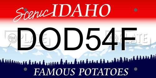 DOD54F Idaho License Plate