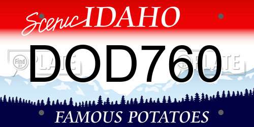 DOD760 Idaho License Plate