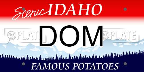 DOM Idaho License Plate