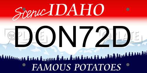 DON72D Idaho License Plate