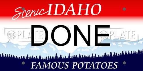 DONE Idaho License Plate