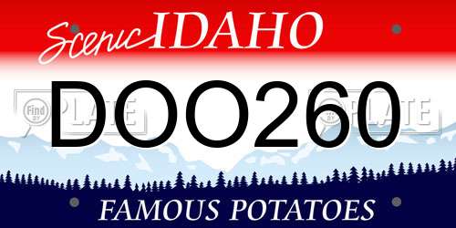 DOO260 Idaho License Plate