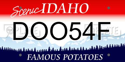 DOO54F Idaho License Plate