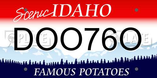 DOO76O Idaho License Plate