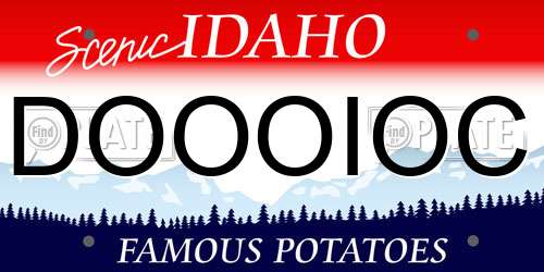 DOOOIOC Idaho License Plate