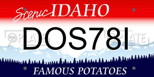 DOS78I Idaho License Plate