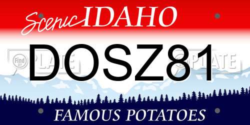 DOSZ81 Idaho License Plate