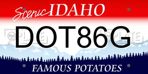 DOT86G Idaho License Plate