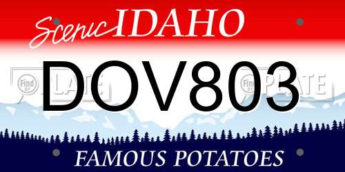 DOV803 Idaho License Plate