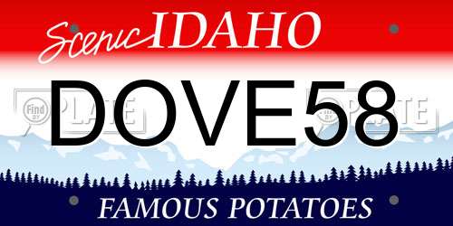 DOVE58 Idaho License Plate