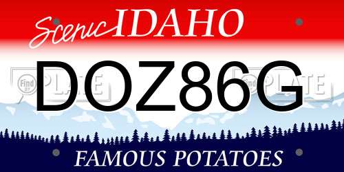 DOZ86G Idaho License Plate